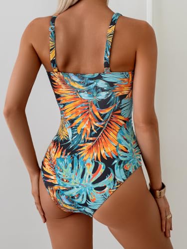 Image of B2prity Women's Underwire One Piece Swimsuit Tummy Control Ruched Bathing Suit Criss Cross V Neck Swimwear
