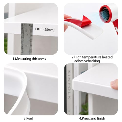 Image of U-Shape White TPE Edge Banding 16.4Ft (W:1.0'' H:0.2'') | Self-Adhesive Flexible Edge Trim, Furniture Edge Protector & Countertop Molding