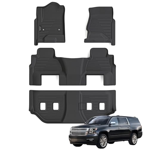 AltraVos Floor Mats for 2015-2020 Chevy Chevrolet Suburban/GMC Yukon XL-7 Seats (Not for Yukon) TPE All Weather Floor Liner for Chevy Suburban Accessories (2nd Row Bucket Seats)