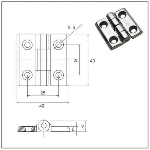 Charnière acier inoxydable 40 * 40 charnière de porte à battant carrée