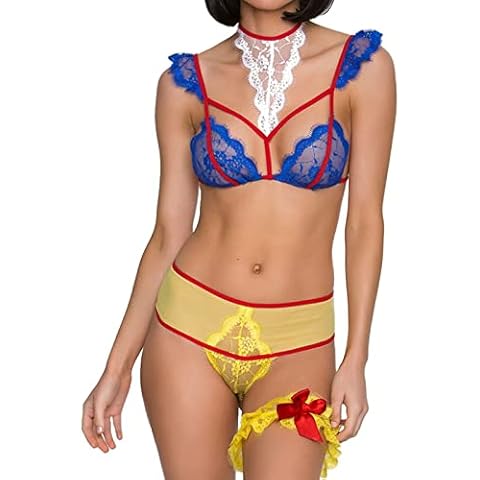 UIVHLW Chemises & Negligees Costumes Uniform Game Outfit See-Through Lingerie Clothes Blue Cover