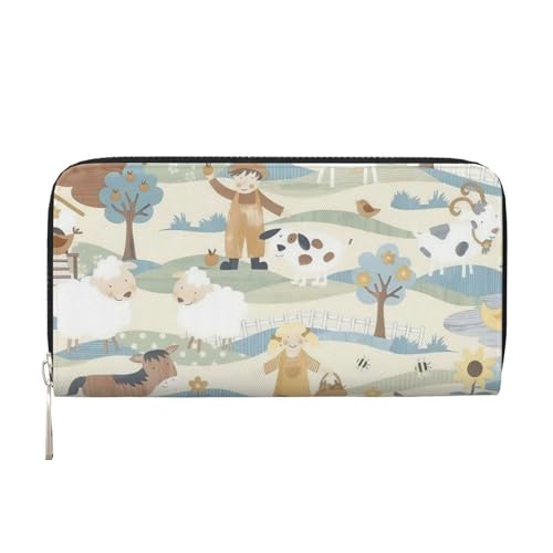 Leather Hand Wallet for Mothers Day Women Card Holder Large Capacity Credit Wallet with Zippering Pasture - Main Image