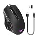 Wireless Mouse-Combatwing Wired Gaming Mouse Rechargeable, Lag-Free Optical PC Gaming Mice with 6 RGB Breathing and 6000 DPI 5 Level Adjustable, Ergonomic Esports Gaming Mouse
