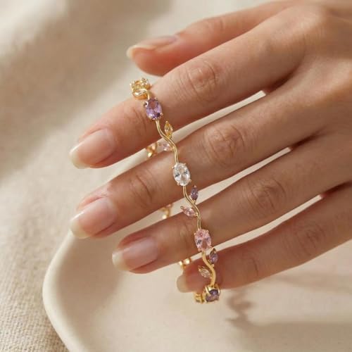 Image of Anti Tarnish 18K Gold Plated Floral Tulip Bracelet for Women & Girls | Elegant Daily Wear Jewelry | | Gift for Her