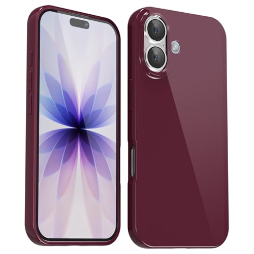 Svanove for iPhone 17 Case Silicone, Glossy Soft Rubber Gel Jelly Cute Protective Plastic Simple Plain Phone Case Cover for Women Girl, Slim Thin Flexible Shockproof TPU, Burgundy Wine