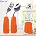 Ehucon Adaptive Utensils for Hand Tremors,Weighted Utensils with Non-Slip Handle to Easy Grip for Elderly Use(Left Hand 1 pc Fork+1 pc Spoon=2 pcs,Orange)
