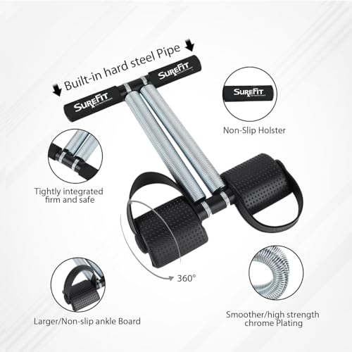 Image of SUREFIT Tummy Trimmer with Dual Spring & Push-Up Bar Combo | Full Body Home Workout Kit for Men & Women | Core, Arms, Chest & Abs Fitness Pack