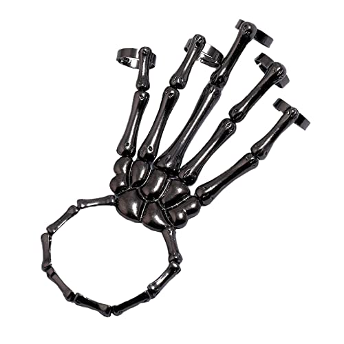 Image of Club BollywoodSkeleton Hand Bracelet with Rings Elasticity Wristband for Party Black| Bracelets| Bracelets|Jewelry & Watches|• Jewelry & Watches|1 Piece Skull Skeleton Hand Bracelet with Ring