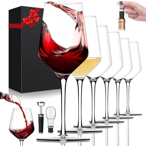 La mejor selección de Copas de ponche los 10 mejores. 44 Tucorresi Copas de Vino: 6PCS 330ml Copas de Vino Tinto - Vaso de Cristal Soplado a Mano con Sacacorchos, Regalos de Navidad, Día de San Valentín, Fiestas, Aniversarios