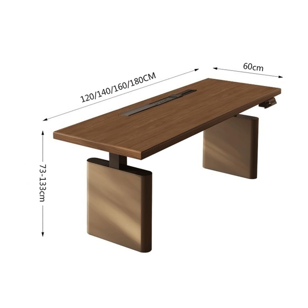 Table Bureau debout électrique avec plateau en noyer, hauteur réglable(S)