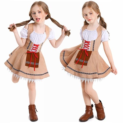Kid Girls Oktoberfest 𝒞ostume German Fraulein Bavarian Dirndl Dress Child Halloween Cute Beer 𝒞ostumes2