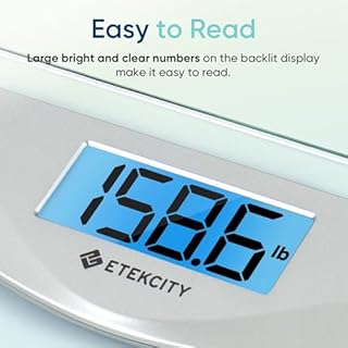 Etekcity Digital Body Weight Bathroom Scale, Large Blue LCD Backlight Display, High Precision Measurements,6mm Tempered Glass, 400 Pounds