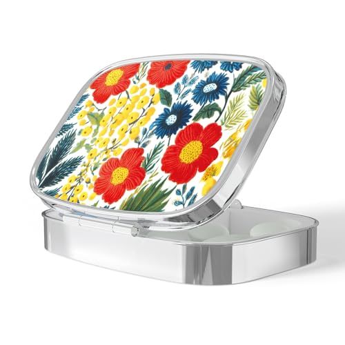 Image of Pill Box-2 Compartment Small Pill Case Portable for Pocket & Purse Single Pill Carrier Pill Container to Hold Vitamins Medication Fish Oil and Supplements BPA-Free