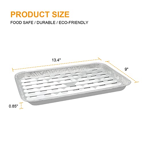 Ls'babq Disposable Aluminum Broiler Pans With Holes – Good For Bbq, Grill Trays – Multi-20 Pack Of Durable Aluminum Sheet Pans 13.4" X 9" X 0.85" #TOP1