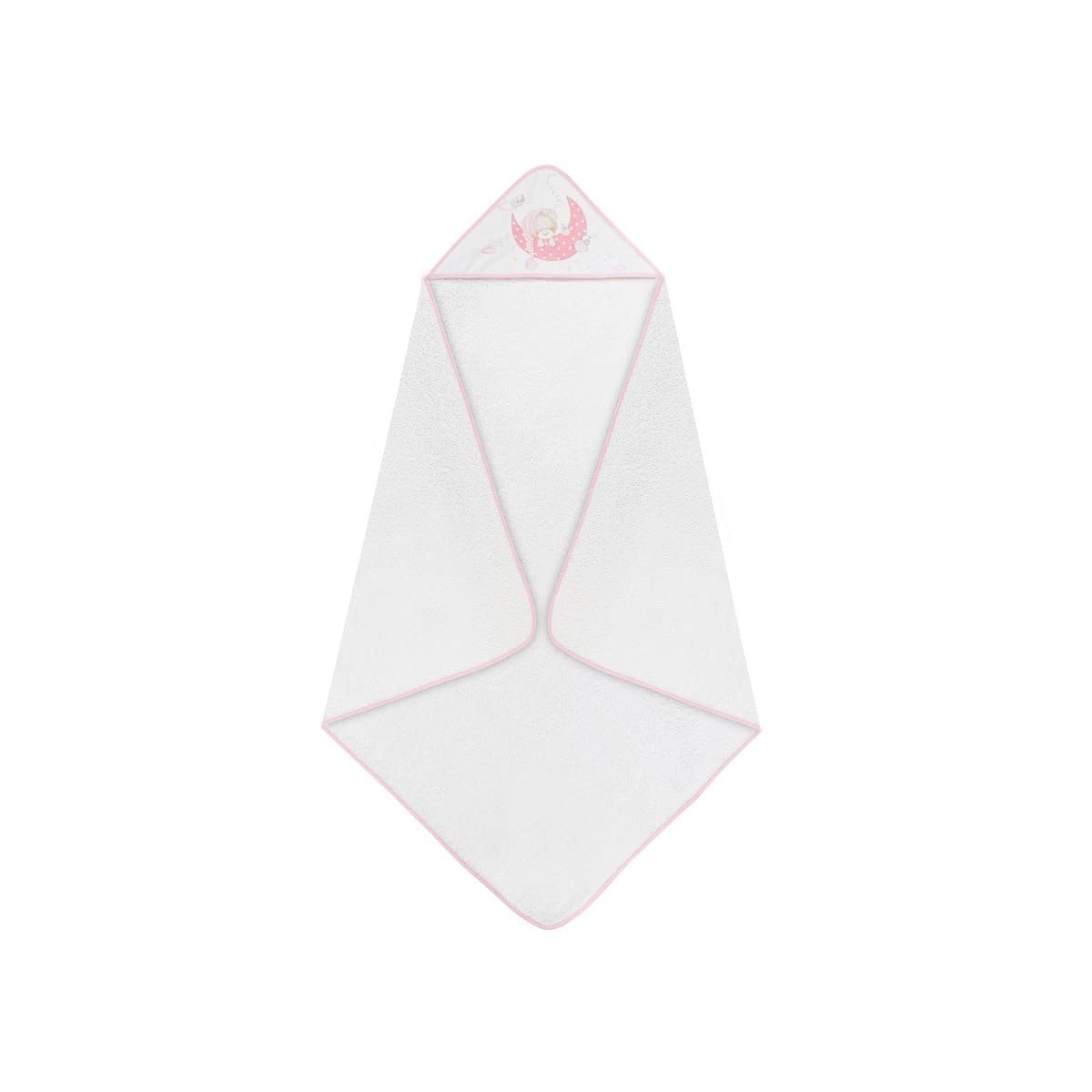 Interbaby - Capa de Baño Bebe Blanco/Rosa | Toalla Bebe con Capucha 100% Algodón, 100x100cm, Unisex | Suave, Cómoda, Secado Rápido | Ideal Recién Nacidos, Bebes y Niños Pequeños | Diseño Bear Sleeping