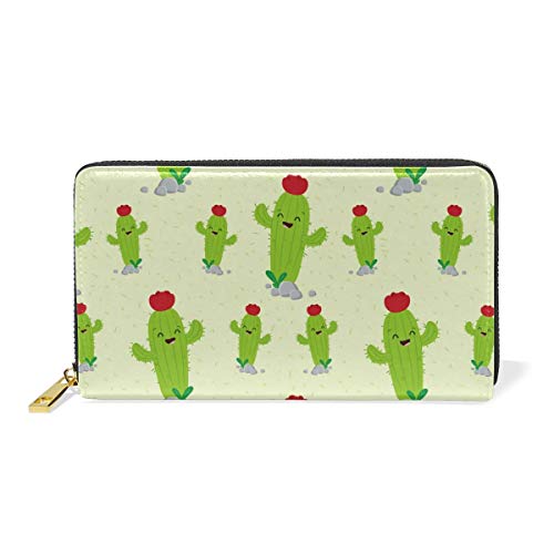 Preisvergleich Produktbild XCNGG Cactus Flower Leather Wallet Nettes Mädchen Reißverschluss Clutch Geldbörse