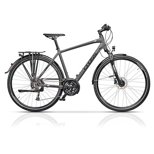 Airtracks 28 Zoll Herren Trekking Fahrrad TRAVEL Gent Trekkingbike Trekkingrad City Bike 24 x Gang Shimano Altus RD-M2000 SGS - Grau Matt - Rahmenhöhen 48cm 52cm 56cm - (52cm (Körpergröße 165-175cm))