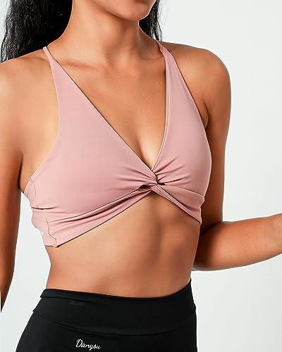 Image of Danysu Backless Sports Bra Soft Workout Tops with Removable Padded Yoga Training Bras Strappy Going Out Top