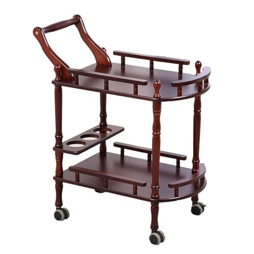 DANNMPX Carrito Organizador Carrito con para Bar De 2 Niveles, para Servir Bebidas MDF Vintage, para, Almacenamiento Vino, para Té, Ruedas Rodantes Cocina(Bruin)