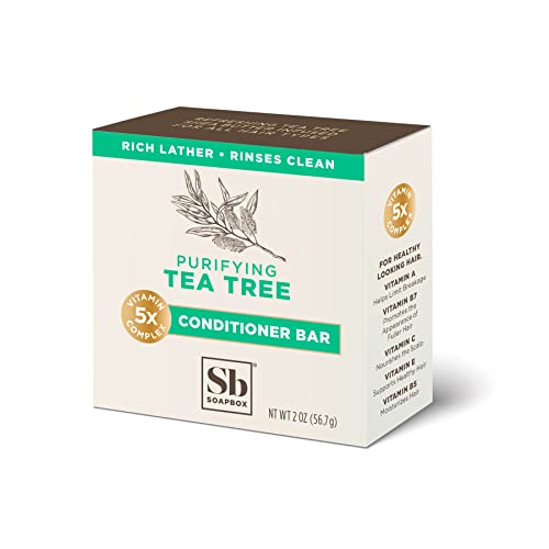 Soapbox Hair Conditioner Bar With Tea Tree Oil To Clean & Purify Dry, Damaged Hair & Scalp - 2Oz Solid Conditioner, Low Plastic, Vegan, Sulfate Free, Paraben Free Hair Care #TOP1