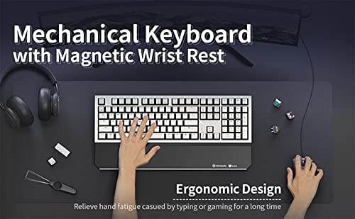 Hexgears X5 Mechanical Gaming Keyboard 108 Keys, Kailh Box Rose Red Switch Wired/Wireless 2.4G Dual Mode With White Led Backlit And Ergonomic Wrist Rest #TOP6