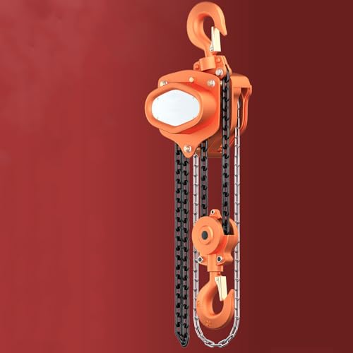 XingLi Heavy Duty Industrial Steel for Garages Warehouse Automotive Machinery, with Double-Pawl Brake, Auto Chain Leading & 360° Rotation Hook(2t,with 12m Double Chain)