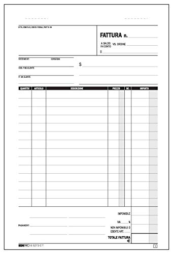 EDIPRO - E5273CT - Blocco fattura 1 aliquota 33x3