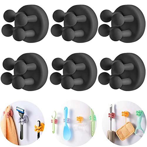 6 Pieces Razor Holder For Shower, Wall Mounted Toothbrush Holder Self Adhesive Multifunctional Utility Hooks For Key Plug Cable Silicone Decoration Hooks For Kitchen Bathroom Office College Essentials #TOP19