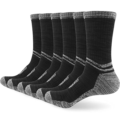Women Ladies Work Walking Winter Socks, Black Anti Blister Hiking Sports Thermal Cosy Cotton Socks for Womens Size 4-7 Multipack, Cushioned Thick Warm Support Crew Socks 3 Pairs