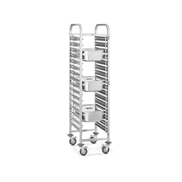Royal Catering RCTW-16GN.1 Gastro Tablettwagen Edelstahl Speise Transportwagen für 16 GN-Behälter GN 1/1 Stikkenwagen GN…