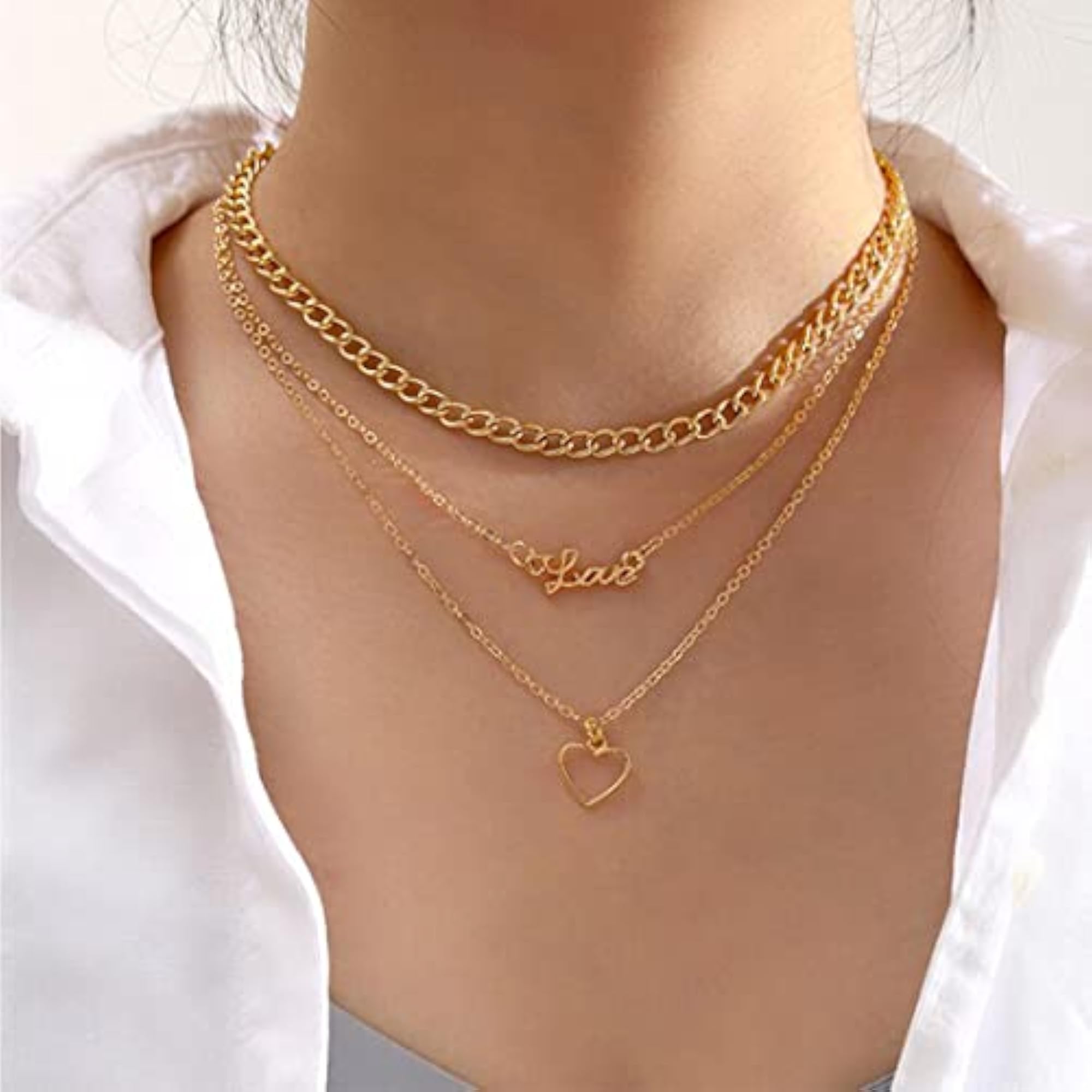 Plated Hearts Layered Necklace