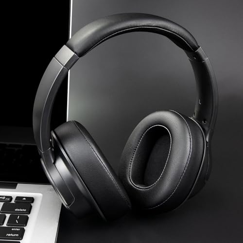 Almohadillas de reemplazo SOULWIT para auriculares Bluetooth Mpow H7, cojines para orejas con cuero proteínico suave y espuma viscoelástica de alta densidad - Negro miniatura 3