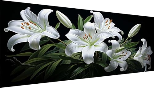 Grand format broderie diamant lys 125x50cm pour sublimer un grand mur vide