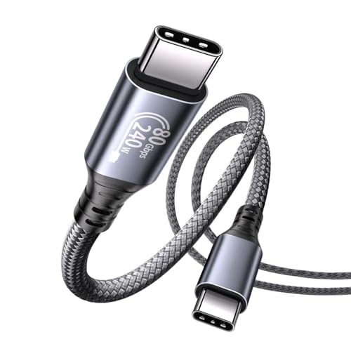 Image of USB 4 Cable 6.6FT for Thunderbolt 5 Cable 80Gbps, up to 120Gbps Bandwidth for Dual 8K, 240W PD 3.1 Charging, Braided USB C Video Cable Compatible Thunderbolt 4 /5, SSD,MacBook M4 Pro,Dock,eGPU