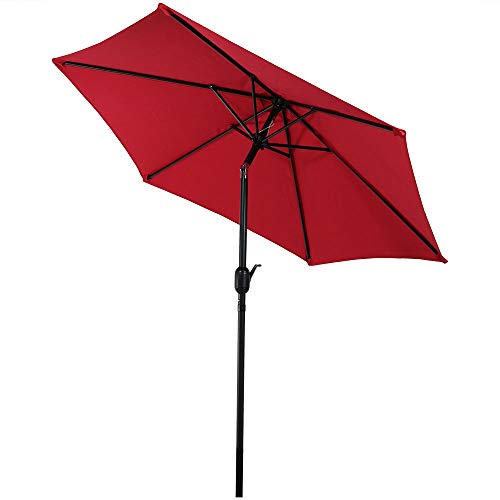 Sunnydaze 7.5 Foot Outdoor Patio Umbrella with Tilt & Crank, Aluminum, Red
