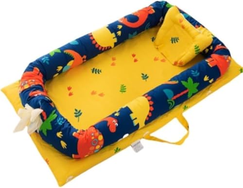 Xiraivke 新生児用枕付き純綿ポータブルベビーベッド 折りたたみ式 横転防止 綿 100% 通気性良好 洗濯可能 0〜12 ヶ月適合 ベビーシートクッション付き 出産祝い最適?