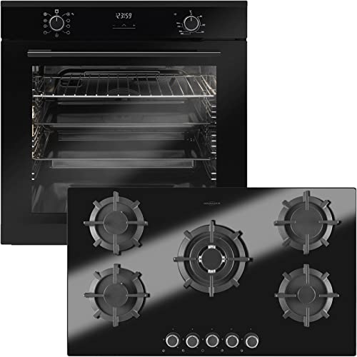 Oranier Backofen Set autark inklusive Gas-Kochfeld 90 cm GKH 2785 und schwarzem Einbaubackofen EBS 9936