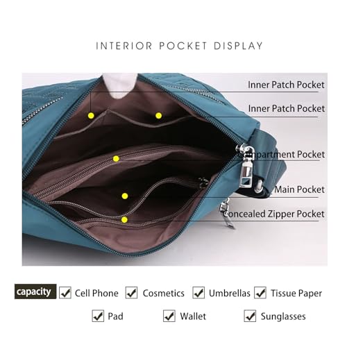 YYW Shoulder Bags for Women Multi-Pocket Casual Waterproof Crossbody Bags Travel Purses Lightweight Pocketbooks3