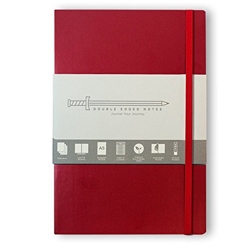 Red Journal with Dot Grid Pages: DIY Table of Contents, 185 Numbered Pages, Archival Stickers, Premium Paper 5.75
