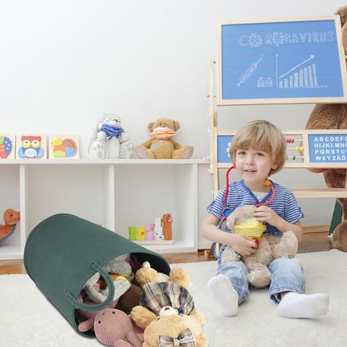 Image of XUANGUO Cotton Rope Laundry Basket Hamper for Clothes Large Dark Green