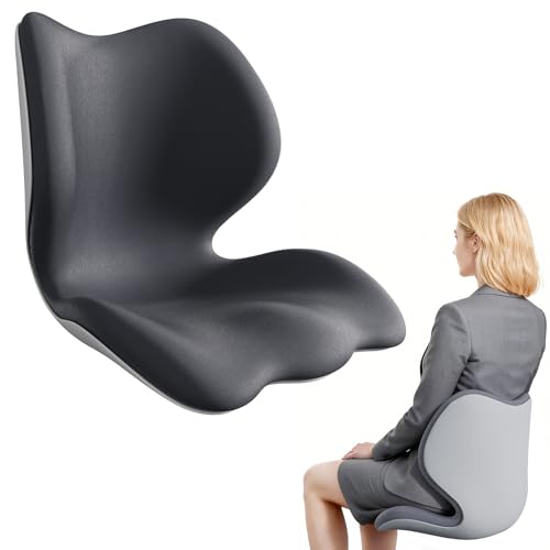 Civa Ergonomic Back Support Cushion for Office & Wheelchair, Posture Support for Long Sitting, Lumbar System & Extra-Thick Memory Foam for Sciatica Pain Relief