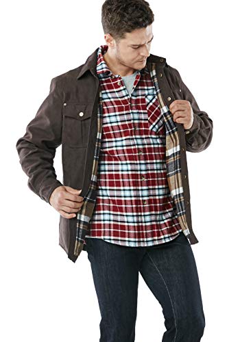 Cqr Men's Flannel Lined Shirt Jackets, Long Sleeved Rugged Plaid Cotton Brushed Suede Shirt Jacket, Flannel Lined Calf Brown, Xx-Large #TOP4