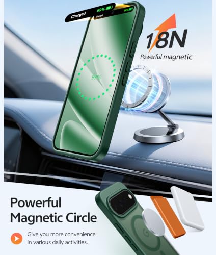 Image of FNTCASE for Google Pixel 11 Pro XL Case, Fit for Magsafe, Screen Protector | Translucent Matte Magnetic Back, 14FT Military Grade Drop Protection, Shockproof Protective Phone Cover, Green