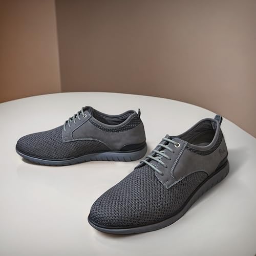 Image of Neeman's The Derbies for Men | Knit Base and Faux Leather Derby Sneakers | Comfortable and Breathable Mesh