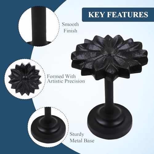 The Metal Magician Wall Mounted Floral Curtain Holdbacks (Pack of 2) - Boho Flowery Curtain Holders for Living Room, Bedroom, Office Drapes - Farmhouse Tiebacks for Curtains (Black Blossom) by The Metal Magician - Image 4
