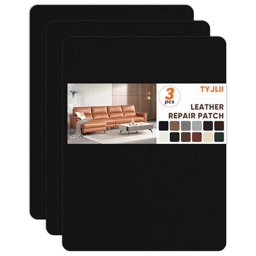 TYJLII Leather Repair Patch Self Adhesive 8.3 x 11 Vinyl Patch Kit Leather Repair Kit for Furniture Car Seat Couch Office Chair.(Black)