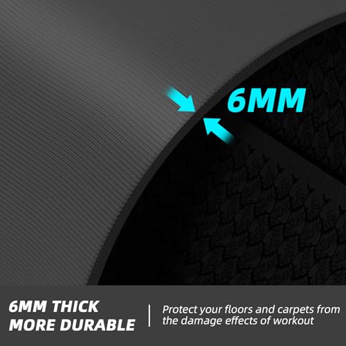 VANSWE Exercise Equipment Mat and Floor Protector for Treadmills, Exercise Bikes Home Gym Equipment 72”(L) × 31.5”(W) × 6mm Thick - Thumbnail 3