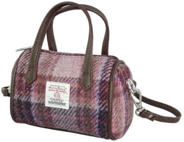 Glen Appin Harris Tweed 'Lossie' Tiny Bowling Bag (Pink/Burgundy Check)