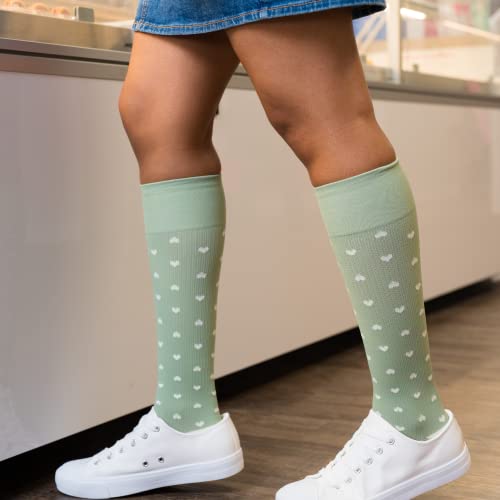 Image of Rejuva Women's Heart Pattern Knee High 15-20 mmHg Graduated Compression Socks