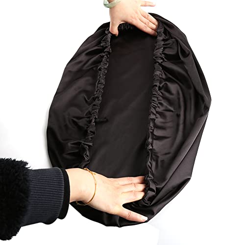Image of Stain Bonnet Silk Sleep Cap Adjustable Satin Cap for Night Sleeping Hair Bonnet Reversible Double Layer